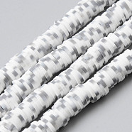 Handmade Polymer Clay Beads Strands, for DIY Jewelry Crafts Supplies, Heishi Beads, Disc/Flat Round, White, 6x0.5~1mm, Hole: 1.8mm, about 320~447pcs/strand, 15.75 inch~16.14 inch(40~41cm)(CLAY-N008-010E)