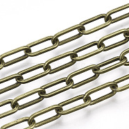 Unwelded Iron Paperclip Chains, Flat Oval, Drawn Elongated Cable Chains, with Spool, Antique Bronze, 12.5x6x1.2mm, about 82.02 Feet(25m)/roll(CH-S125-02F-AB)