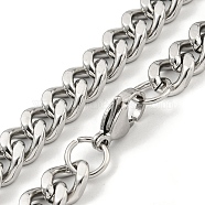 Non-Tarnish 201 Stainless Steel Cuban Link Chain Necklaces for Women and Men, Stainless Steel Color, 17.95 inch(45.6cm)(NJEW-F322-11P-01)