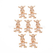 Rack Plating Brass Micro Pave Clear Cubic Zirconia Pendants, Long-Lasting Plated, Cadmium Free & Lead Free, Rabbit, Light Gold, 18.5x11x3.5mm, Hole: 1.6mm(KK-T060-21-RS)