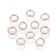 304 Stainless Steel Open Jump Rings, Rose Gold, 18 Gauge, 6x1mm, Inner Diameter: 4mm(STAS-O098-02RG-02)