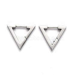 Tarnish Resistant 304 Stainless Steel Triangle Huggie Hoop Earrings, Stainless Steel Color, 18.5x21x3mm, Pin: 1mm(STAS-J033-02C-P)