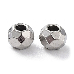 201 Stainless Steel Spacer Beads, Faceted Round, Stainless Steel Color, 3x2.5mm, Hole: 1.2mm(STAS-K259-15A-P)