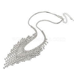 Crystal Rhinestone Bib Necklaces, Fashion Alloy Statement Necklaces, Platinum, 16.06 inch(40.8cm)(NJEW-L176-03P)