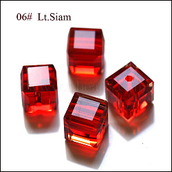 Imitation Austrian Crystal Beads, Grade AAA, Faceted, Cube, Red, 4x4x4mm(size within the error range of 0.5~1mm), Hole: 0.7~0.9mm(SWAR-F074-4x4mm-06)