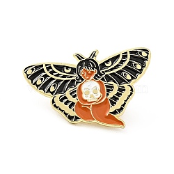 Angel Fairy Butterfly Wing Enamel Pin, Golden Plated Alloy Badge for Backpack Clothes , Chocolate, 19x30x1.5mm(JEWB-J005-01D-G)