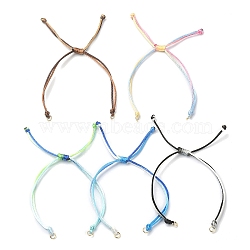 Gradient Color Adjustable Braided Nylon Cord Bracelet Making, with 304 Stainless Steel Open Jump Rings, for Connector Charm, Golden, 1~1-1/8 inch(2.6~2.68cm), Hole: 3mm(AJEW-JB01163-02)