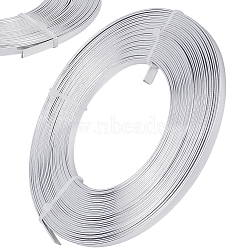1 Roll Anodized Aluminum Wire, Bendable Metal Craft Wire, Flat Craft Wire, Bezel Strip Wire for Cabochons Jewelry Making, Silver, 5x1mm, about 32.8 Feet(10m)/roll(AW-BBC0001-01E)