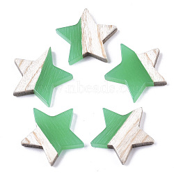 Resin & Wood Cabochons, Star, Medium Sea Green, 17.5x18x3.5mm(RESI-R425-02D)