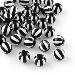 Strip Opaque Acrylic Beads, Round, Black, 19~20x18mm, Hole: 3mm(X-SACR-R885-20mm-01)
