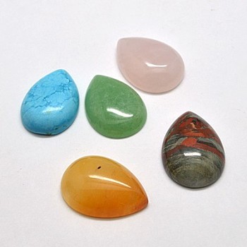 Gemstone Cabochons, Mixed Stone, teardrop, Mixed Color, 40x30x9mm
