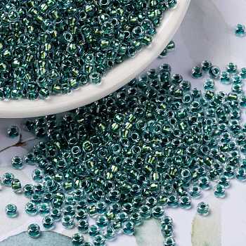 MIYUKI Round Rocailles Beads, Japanese Seed Beads, (RR3205) Magic Emerald Marine Lined Crystal, 8/0, 3mm, Hole: 1mm, about 422~455pcs/bottle, 10g/bottle