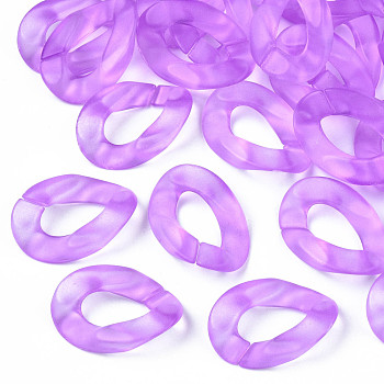 Transparent Acrylic Linking Rings, Quick Link Connectors, for Curb Chains Making, Frosted, Twist, Medium Orchid, 30x21x6mm, Inner Diameter: 16x8mm