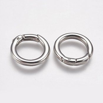 304 Stainless Steel Spring Gate Rings, O Rings, Ring, Stainless Steel Color, 9 Gauge, 17.5x3mm, Inner Diameter: 12mm