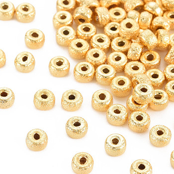 Rack Plating Brass Beads, Nickel Free, Flat Round, Real 18K Gold Plated, 4x2.5mm, Hole: 1mm