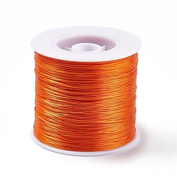 400M Flat Elastic Crystal String, Elastic Beading Thread, for Stretch Bracelet Making, Orange, 0.2mm, 1mm wide, about 446.81 Yards(400m)/Roll