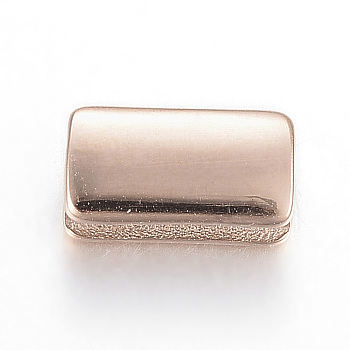 304 Stainless Steel Beads, Rectangle, Rose Gold, 10x5.5x4mm, Hole: 1.5x2mm