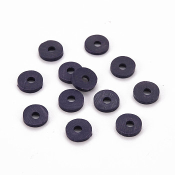 Handmade Polymer Clay Beads, for DIY Jewelry Crafts Supplies, Disc/Flat Round, Heishi Beads, Indigo, 6x1mm, Hole: 2mm, about 1175pcs/50g