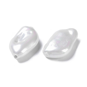 Glass Imitation Baroque Pearl with Irregular Shapes, Seashell Color, 20x11x5.5mm, Hole: 1mm