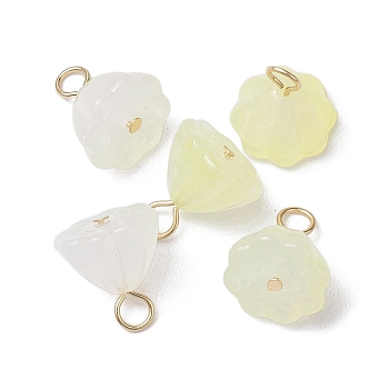 Acrylic Lotus Pendants, with 304 Stainless Steel Loops, Light Yellow, 12x10.5x8mm, Hole: 2.5mm