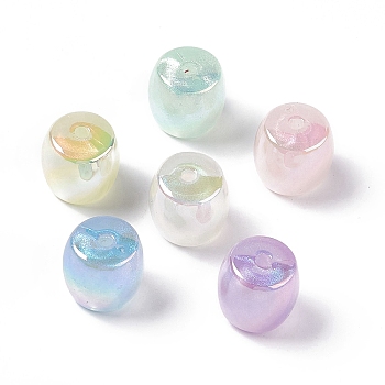 Opaque Acrylic Beads, AB Color, Macaron Color, Barrel, Mixed Color, 15.5x16.5mm, Hole: 3mm
