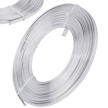 1 Roll Anodized Aluminum Wire, Bendable Metal Craft Wire, Flat Craft Wire, Bezel Strip Wire for Cabochons Jewelry Making, Silver, 5x1mm, about 32.8 Feet(10m)/roll