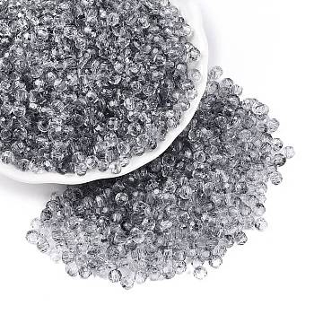 Baking Paint Electroplate Transparent Glass Seed Beads, Rondelle, Dark Gray, 4~4.5x3.5mm, Hole: 1.2~1.6mm, about 4500pcs/pound