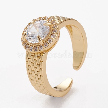 Brass Micro Pave Clear Cubic Zirconia Cuff Rings(RJEW-C101-04)-2