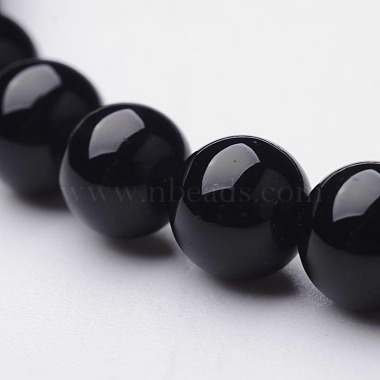 Natural Black Agate Beaded Stretch Bracelets(BJEW-F202-02)-2