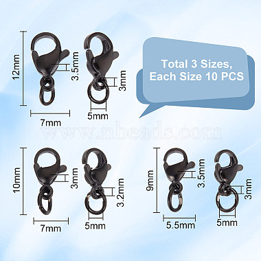 Unicraftale 30 Stück 3 Stile 304 Karabinerhaken aus Edelstahl(STAS-UN0050-14)-3