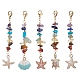 Starfish/Shell/Turtle Alloy Enamel Charms & 7 Chakra Gemstone Chips Beaded Pendant Decoration(HJEW-JM01205)-1
