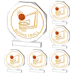 6Pcs Acrylic Sports Ball Trophy Award, wtih 2Pcs Imitation Faux Suede Glasses Cloth, Basketball, 119x13.5x134mm(ODIS-OC0001-94A)