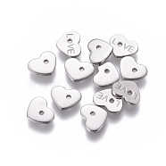 304 Stainless Steel Charms, for Valentine's Day Jewelry Making, Chain Extender Teardrop, Heart with word LOVE, Stainless Steel Color, 6.5x8x1mm, Hole: 1.2mm(STAS-G214-42P)