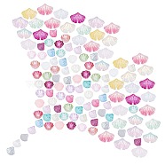SUNNYCLUE 120Pcs 3 Styles Transparent Glass Beads, Scallop & Ginkgo Leaf & Lotus Pod, Mixed Color, 40pcs/style(GLAA-SC0001-42)