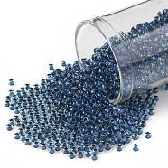 TOHO Round Seed Beads, Japanese Seed Beads, (188) Inside Color Luster Crystal/Capri Blue Lined, 11/0, 2.2mm, Hole: 0.8mm, about 1110pcs/10g(X-SEED-TR11-0188)