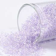 TOHO Round Seed Beads, Japanese Seed Beads, (477) Dyed AB Lavender Mist, 15/0, 1.5mm, Hole: 0.7mm, about 3000pcs/bottle, 10g/bottle(SEED-JPTR15-0477)