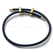 Leather Braided Cord Bracelets, Adjustable Bracelet, Prussian Blue, Inner Diameter: 5/8~2-7/8 inch(1.5~7.3cm)(BJEW-G675-06G-17)