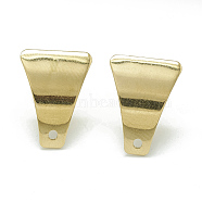 304 Stainless Steel Stud Earring Findings, with Loop, Trapezoid, Golden, 16x12mm, Hole: 1.4mm, Pin: 0.8mm(X-STAS-Q225-10G)