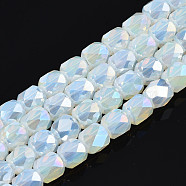 Electroplate Glass Beads Strands, AB Color Plated, Faceted, Column, Clear, 5.5x5mm, Hole: 1.2mm, about 99pcs/strand, 21.85 inch(55.5cm)(EGLA-N002-13-A14)