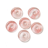 Cherry Quartz Glass Donut/Pi Disc Charms, 12~13x3~4mm, Hole: 3mm(G-G142-01E)