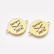 304 Stainless Steel Quote Links Connectors, with Enamel, Flat Round with Word, Golden, 21.5x16x1mm, Hole: 1.4mm(STAS-S079-95N-G)
