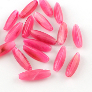 Rice Imitation Gemstone Acrylic Beads, Elongated Oval Beads, Deep Pink, 28x9x9mm, Hole: 2mm, about 400pcs/500g(OACR-R035-14)