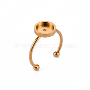 201 Stainless Steel Cuff Pad Ring Settings, Laser Cut, Golden, Tray: 8mm, US Size 8(18mm)(STAS-S080-042C-G)