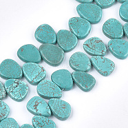 Natural Howlite Beads, Dyed & Heated, Turquoise Teardrop, 19~22x14.5~17x5~6mm, Hole: 1mm(TURQ-T003-13A)