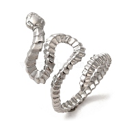 304 Stainless Steel Open Cuff Ring, Snake Shape, Stainless Steel Color, US Size 7 1/4(17.5mm)(RJEW-C068-01A-P)