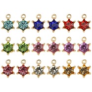 20Pcs 9 Color Alloy Rhinestone Pendants, Crown Charms, Golden, Mixed Color, 15.5x11x7mm, Hole: 1.8mm(FIND-YW0003-86)