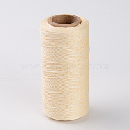Flat Waxed Polyester Cords, Creamy White, 1x0.3mm, about 284.33 yards(260m)/roll(YC-K001-15)