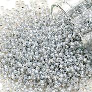 TOHO Round Seed Beads, Japanese Seed Beads, (2101) Silver Lined Grey Opal, 11/0, 2.2mm, Hole: 0.8mm, about 5555pcs/50g(SEED-XTR11-2101)