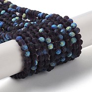 Transparent Glass Beads Strands, Faceted, Frosted, Half AB Color Plated, Rondelle, Indigo, 6x4.5mm, Hole: 1.4mm, about 84~85pcs/strand, 41.5~42cm(EGLA-A044-T6mm-MB15)