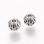 Tibetan Style Alloy Spacer Beads, Rondelle, Cadmium Free & Lead Free, Antique Silver, 6x5mm, Hole: 2mm, about 1690pcs/1000g(TIBEB-Q067-41AS-RS)